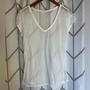 Athleta Soft White V-Neck Tee